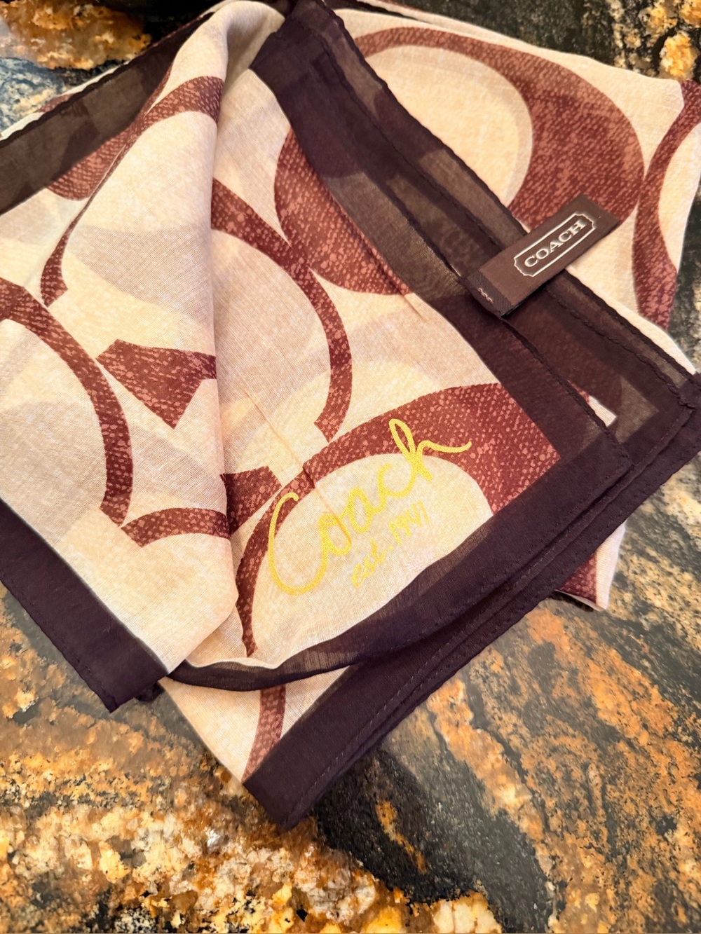 Vintage Coach Signature C Silk/Cotton Blend 27” Scarf - Picture 2 of 9